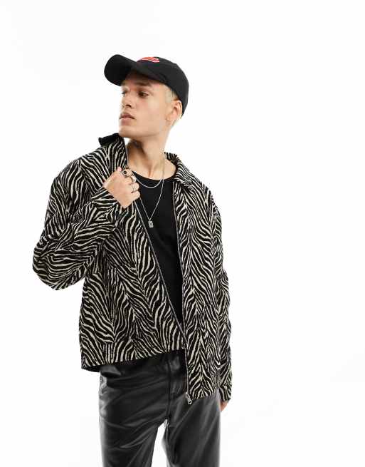 ASOS DESIGN – Wendejacke in normaler Passform aus Jacquard mit Zebramuster
