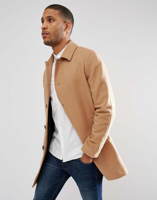 ASOS DESIGN – Wełniany trencz w kolorze wielbłądzim