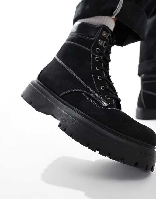 ASOS DESIGN - Werklaarzen met veters en dikke zool in zwart, 2 van 4