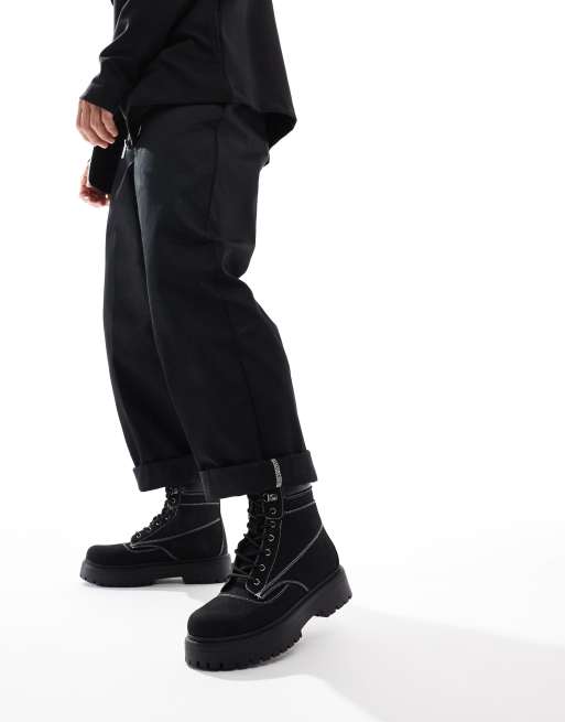 ASOS DESIGN - Werklaarzen met veters en dikke zool in zwart, 3 van 4
