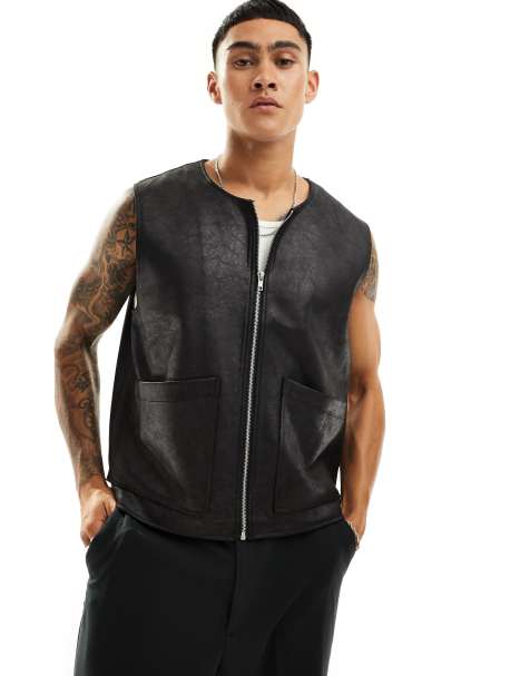 ASOS DESIGN – Weste aus Kunstleder in Schwarz - view 1
