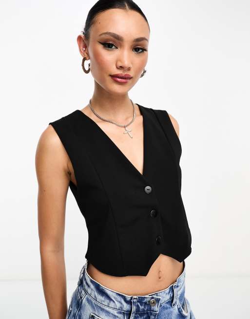 ASOS DESIGN – Weste aus Neopren-Krepp in Schwarz