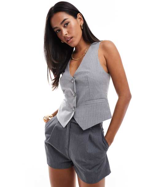 ASOS DESIGN – Weste in Grau mit Streifen - view 1