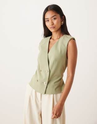 ASOS DESIGN - Weste in Khaki-Grün