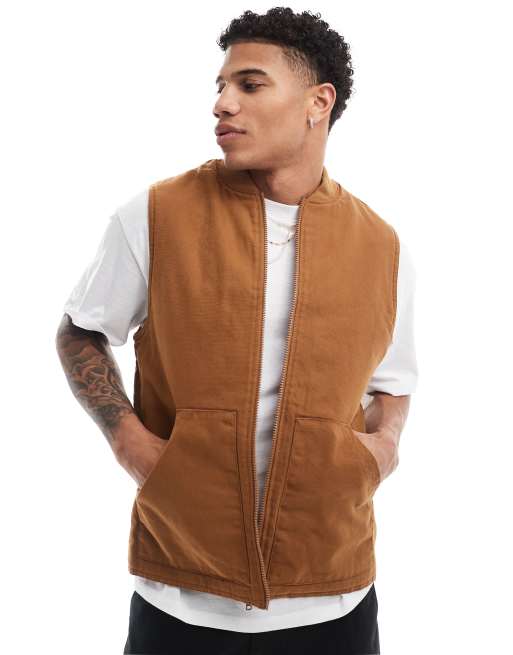 ASOS DESIGN – Weste in verwaschenem Hellbraun