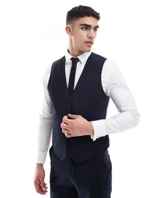 Weste mit schmalem Schnitt in dunklem Marineblau Marineblau 56 Regular