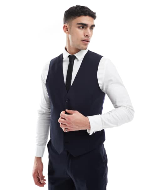 ASOS DESIGN – Weste mit schmalem Schnitt in dunklem Marineblau - view 1