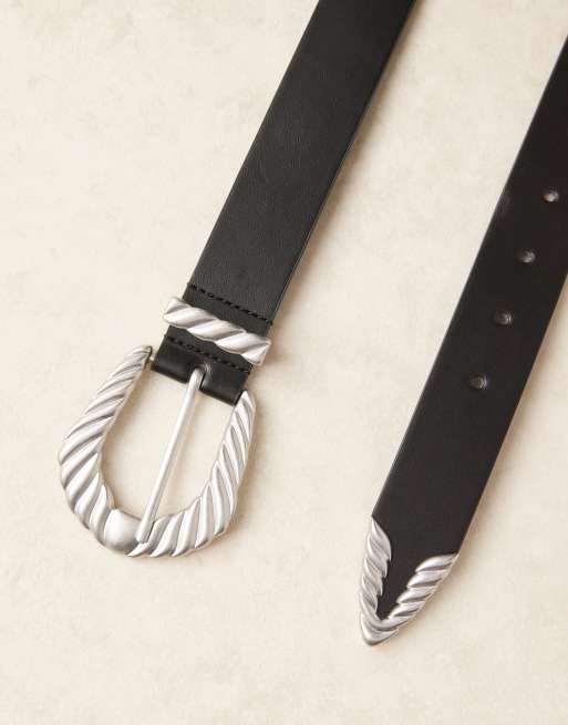ASOS DESIGN western belt in black faux leather
