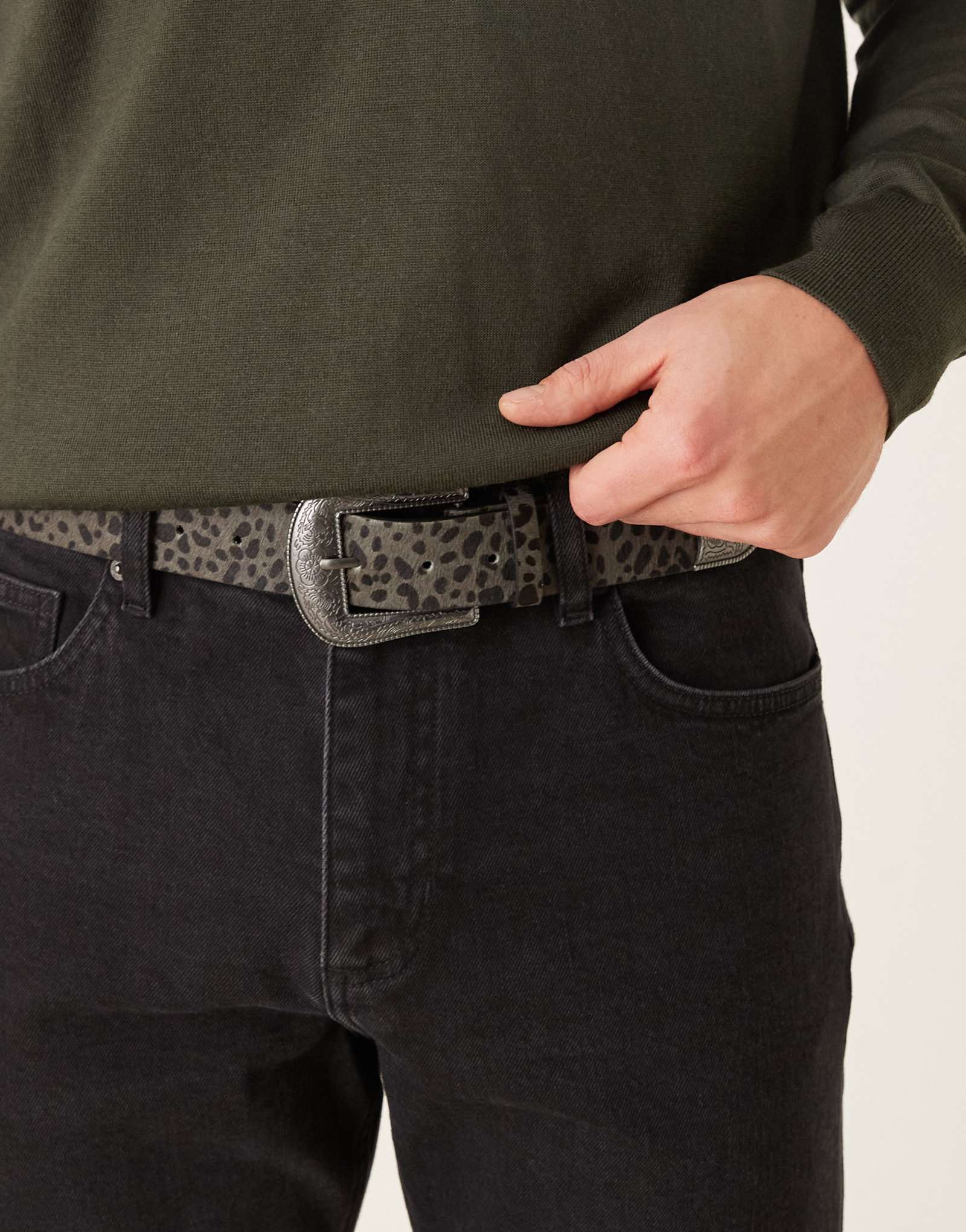 ДИЗАЙНЕРСКИЙ пояс ASOS в западном стиле с леопардовым принтом из кожи