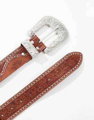 Cavenders Cowboy Chrome Belts ASOS DESIGN Western Belt With Stud
