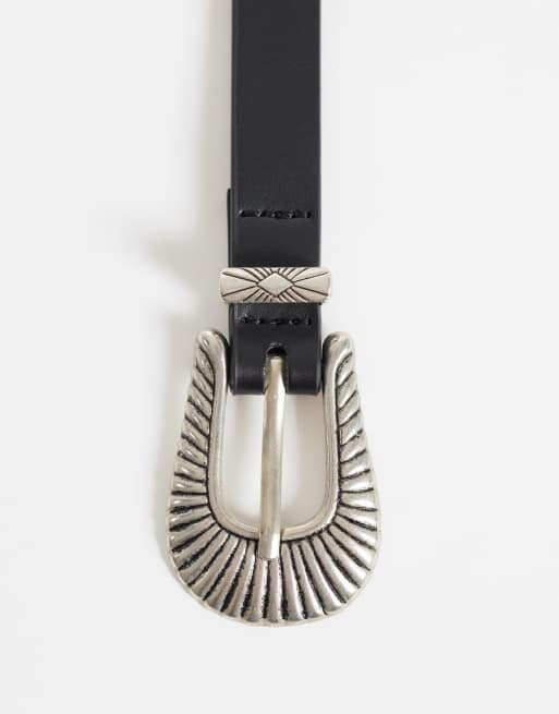 ASOS DESIGN western bælte i sort imiteret læder, 3 af 3