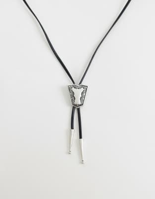 Asos Design Western Bolo Necklace In Orange