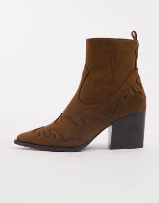 Asos Design Western Chelsea Boots In Brown