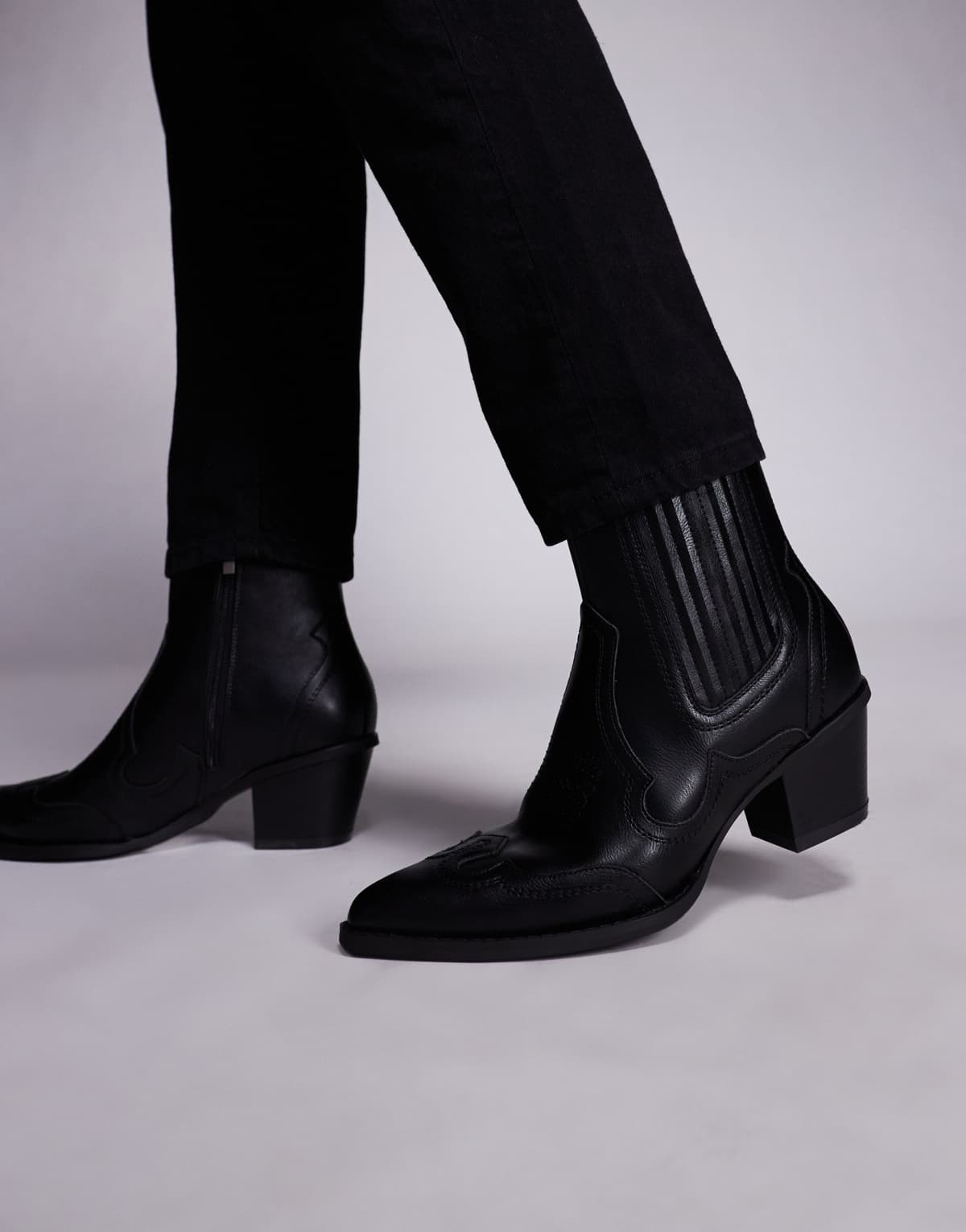 ASOS DESIGN western chelsea boots in black with cuban heel