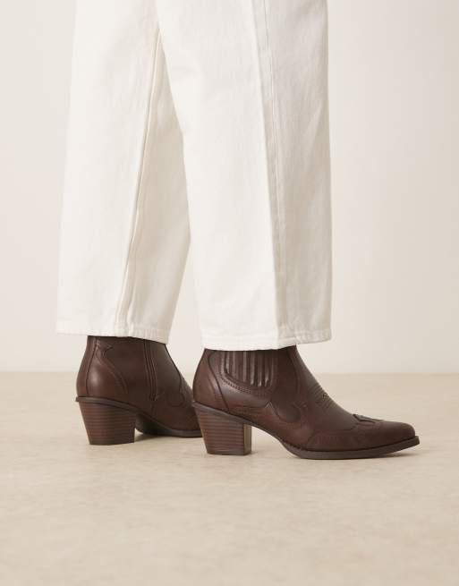 ASOS DESIGN western chelsea boots in brown with cuban heel