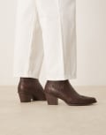 [ASOS DESIGN] ASOS DESIGN western chelsea boots in brown with cuban heel 43 Brown