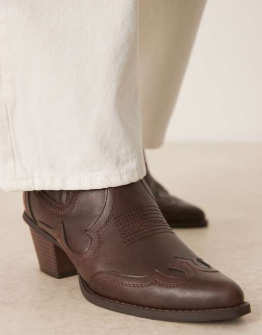 ASOS DESIGN western chelsea boots in brown with cuban heel, 3 of 4