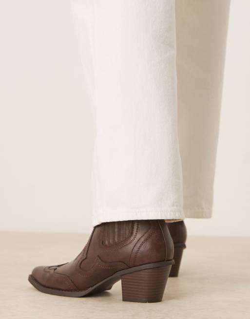 ASOS DESIGN western chelsea boots in brown with cuban heel