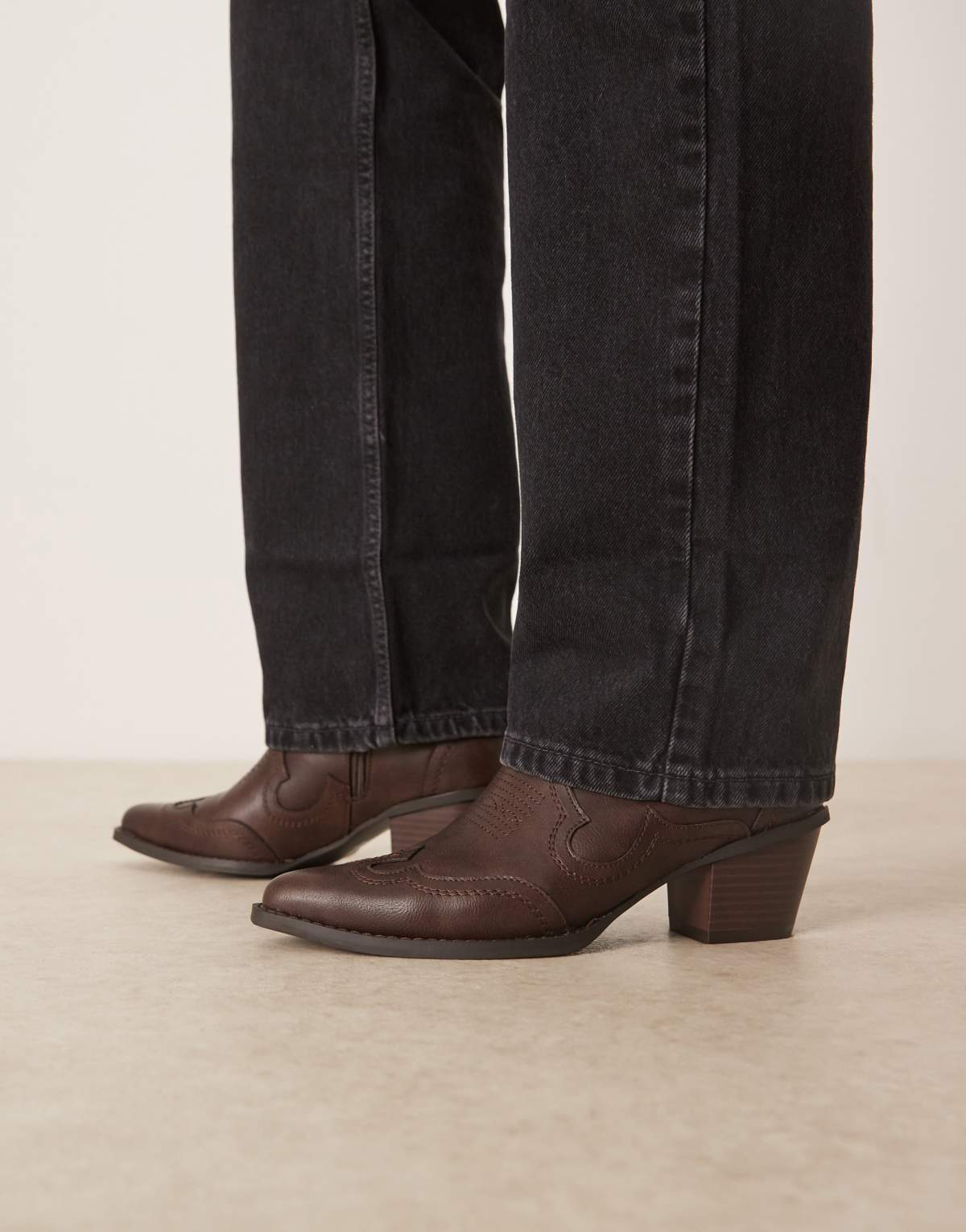 ASOS DESIGN western chelsea boots in brown with cuban heel
