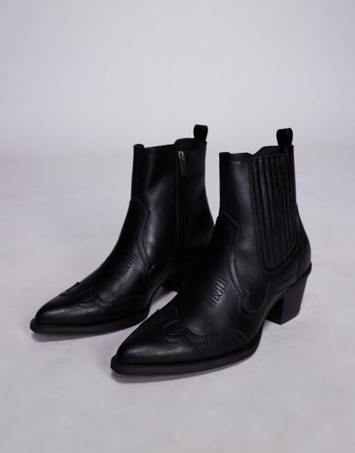 ASOS DESIGN – Western-Chelsea-Boots in Schwarz mit Absatz im Kuba-Stil, 2 von 4