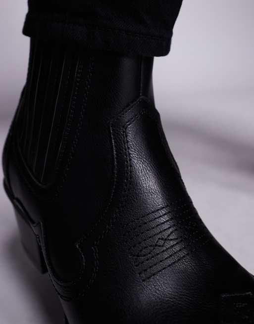 ASOS DESIGN – Western-Chelsea-Boots in Schwarz mit Absatz im Kuba-Stil, 3 von 4