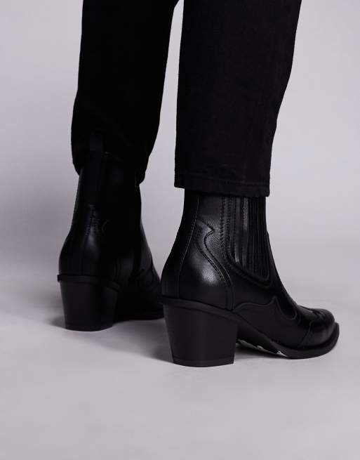 ASOS DESIGN – Western-Chelsea-Boots in Schwarz mit Absatz im Kuba-Stil, 4 von 4