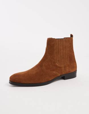 Asos Design Western Chelsea Boots In Brown