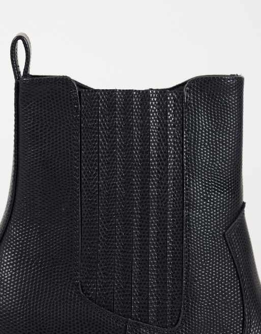 ASOS DESIGN western chelsea boots med kubansk klack i svart textur, 3 av 5