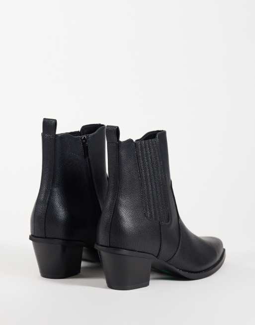 ASOS DESIGN western chelsea boots med kubansk klack i svart textur, 4 av 5