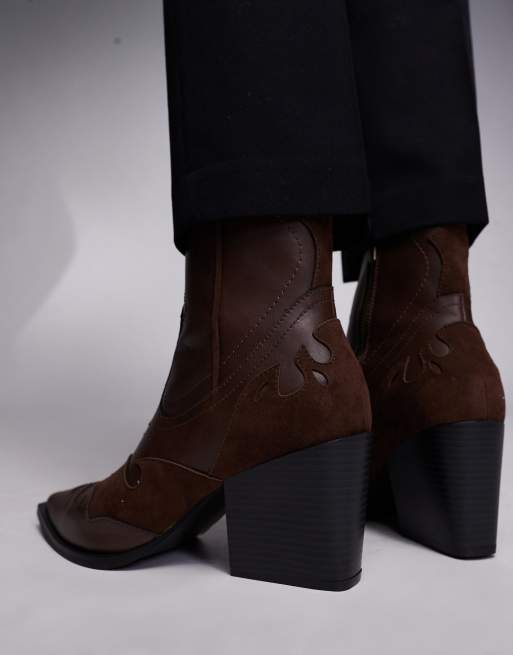 ASOS DESIGN - Western Chelsea boots met Cubaanse hak in bruin, 4 van 4