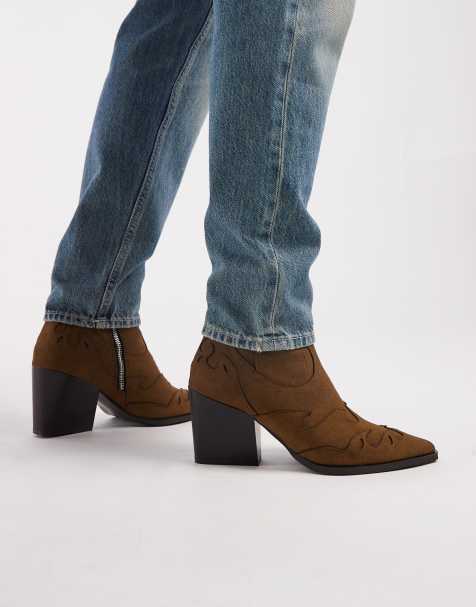 ASOS DESIGN - Western chelsea boots met Cuban hak in beige - view 1