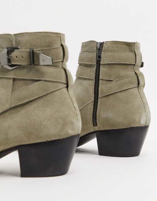 ASOS DESIGN - Western chelsea boots van kiezelkleurig suède met Cubaanse hak, 2 van 4
