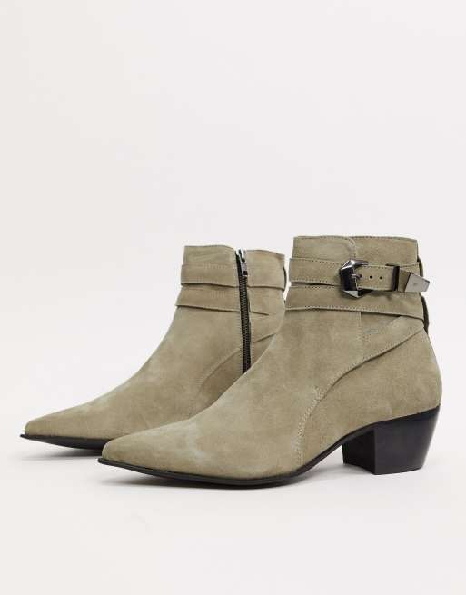 ASOS DESIGN - Western chelsea boots van kiezelkleurig suède met Cubaanse hak, 4 van 4