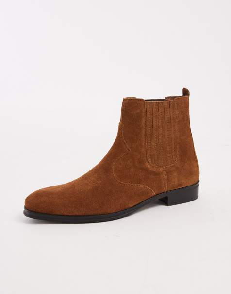 ASOS DESIGN - Western Chelsea boots van suède in lichtbruin - view 1