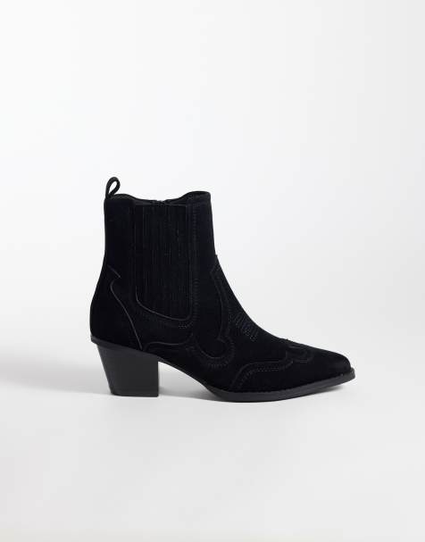 ASOS DESIGN  western chelsea boots with cuban heel in black - view 1
