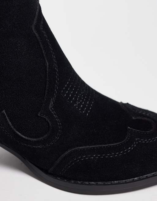 ASOS DESIGN  western chelsea boots with cuban heel in black, 3 of 4