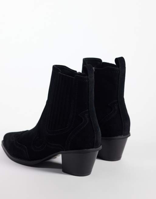 ASOS DESIGN  western chelsea boots with cuban heel in black, 4 of 4