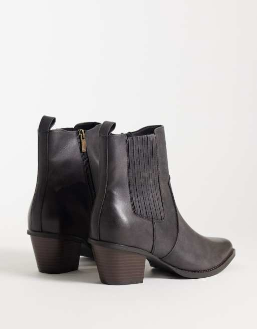 ASOS DESIGN western chelsea boots with cuban heel in distressed brown, 3 of 4
