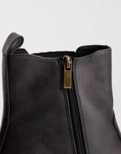 ASOS DESIGN western chelsea boots with cuban heel in distressed brown, 4 of 4
