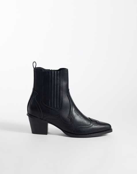 ASOS DESIGN western Chelsea-støvler med cubansk hæl i sort - view 1