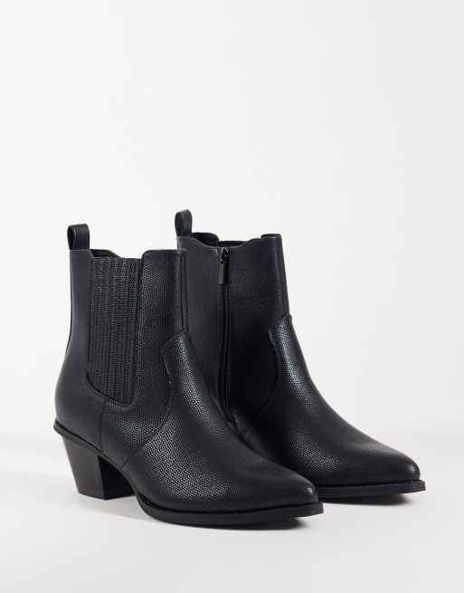 ASOS DESIGN western Chelsea-støvler med kubansk hæl i sort struktur, 2 af 5