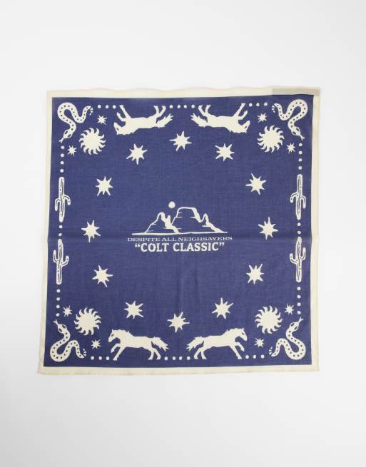 ASOS DESIGN western cotton bandana in navy, 3 of 3