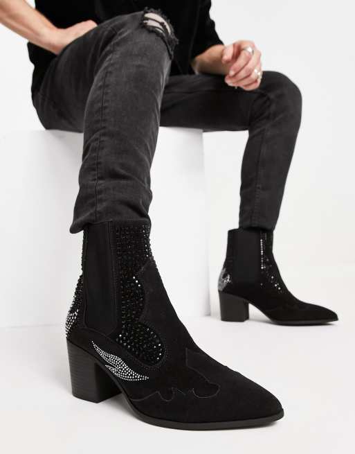 Asos black studded outlet boots