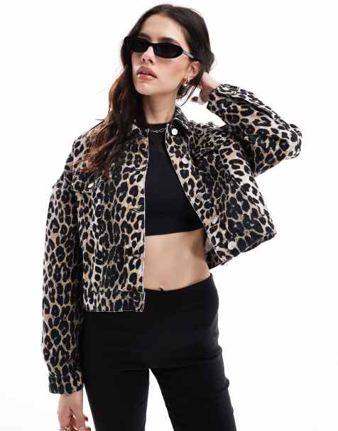 ASOS DESIGN western denim jacket in leopard print - view 1