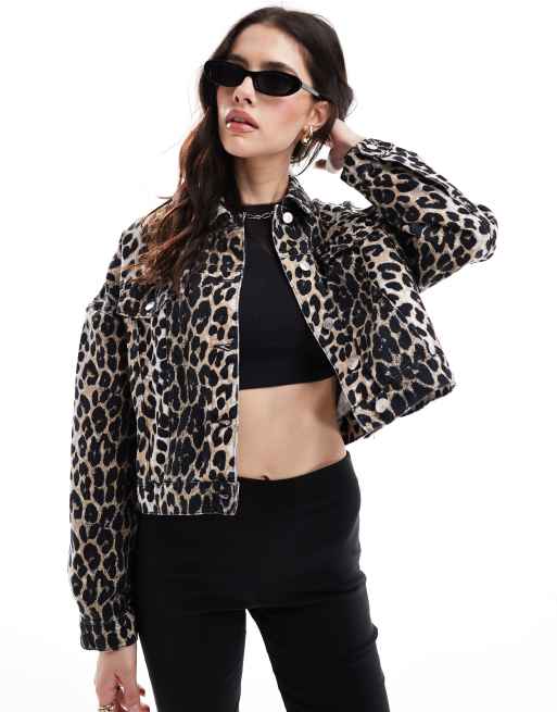 CerbeShops DESIGN western denim jacket in leopard print