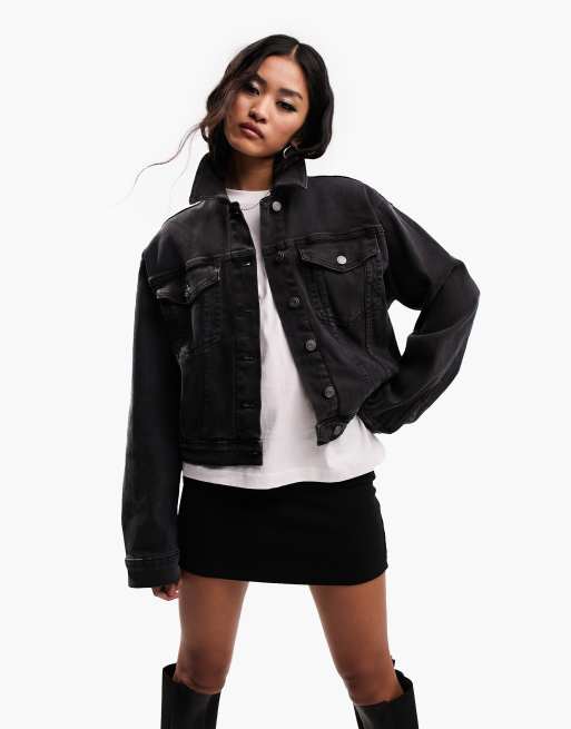 Asos black outlet denim jacket