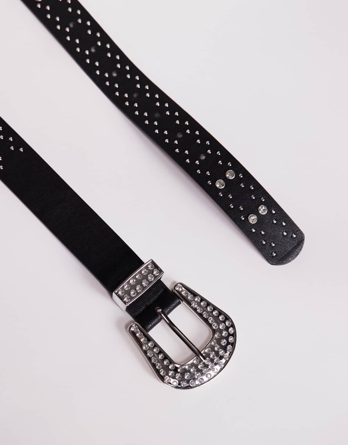 ASOS DESIGN western diamante studded belt in black