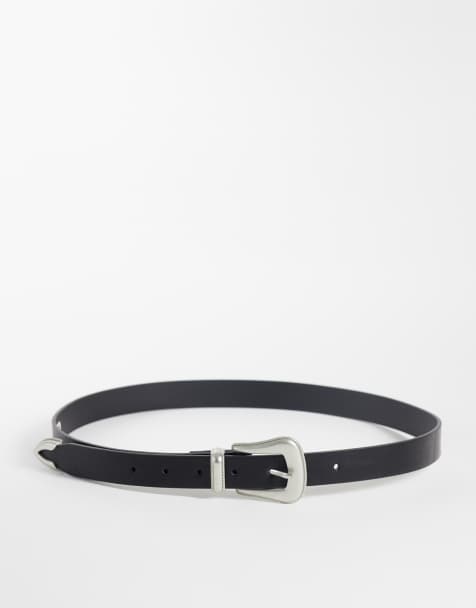 ASOS DESIGN western faux leather belt in black - view 1