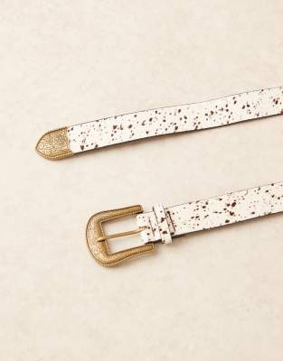 Asos Design Western Faux Pony Belt In White