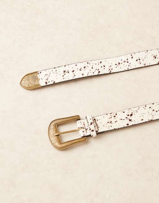 ASOS DESIGN western faux pony belt in dapple